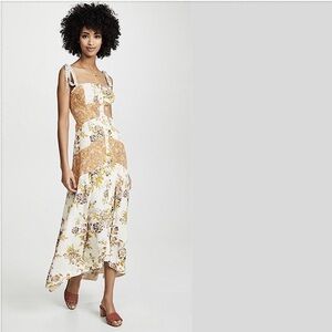 Free People Lover Boy Boho Floral Maxi Dress Cream